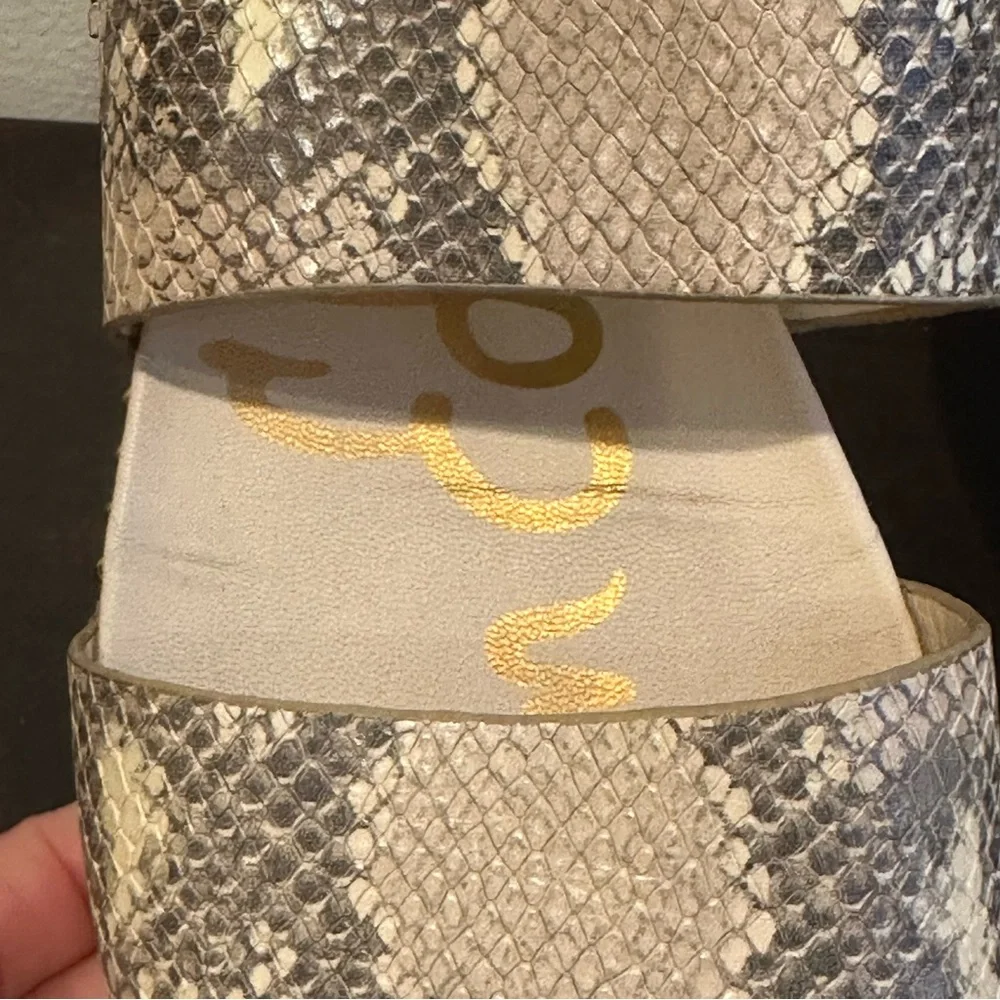 Sam Edelman Size 8.5 Chunky Flatform Open Toe Slide Snakeskin Strappy Sandal - Picture 13 of 16